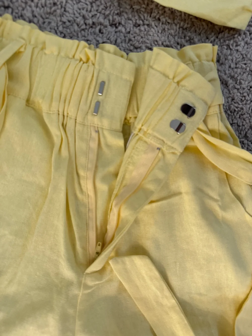 Yellow Two-Piece Set with Bandeau & Tie-Waist Shorts